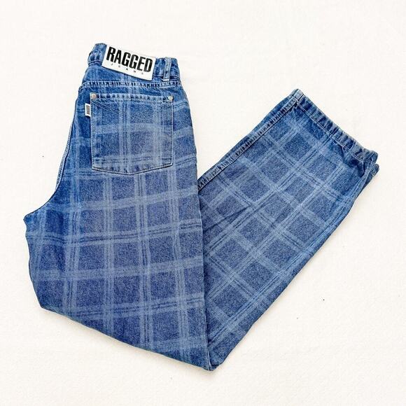 Ragged Plaid Patterned Denim Jeans RJSS21010010DN SIZE 28 - Picture 9 of 11